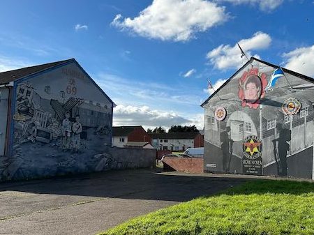 summer of 1969 mural with flags in Belfast