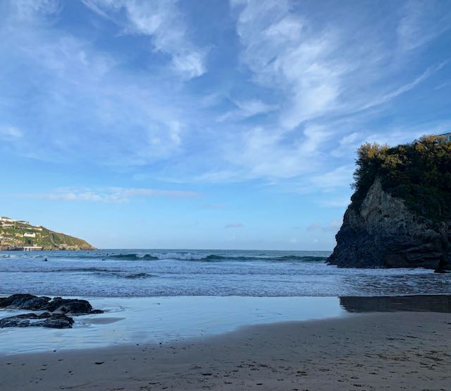 Towan beach in newquay at low tide