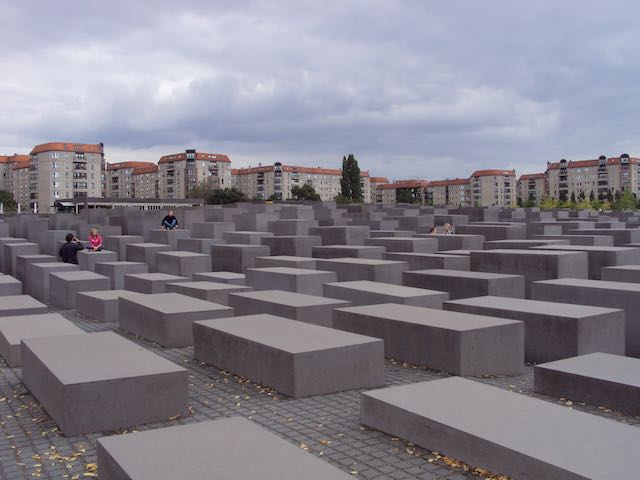 grey blocks surrounded by buildings